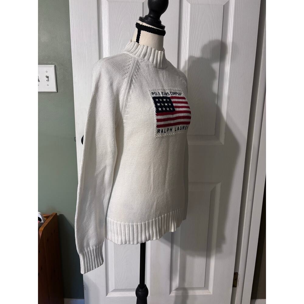 Polo Jeans Co. Ralph Lauren American Flag Knit Sweater Women's Small 100% Cotton - Picture 5 of 5